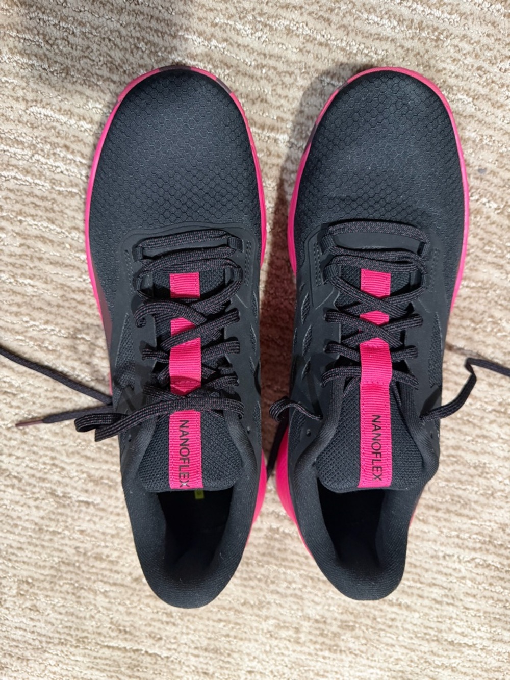 Reebok Black Athletic Sneakers with Pink Accents